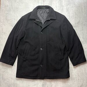 Vintage Ralph Lauren Italy Medium Pea Coat Jacket Wool‎ Blend Cashmere Black 46L